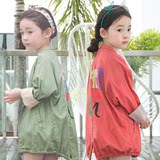 韩国童装女童春秋季字母印花拉链工装外套儿童亲子装母女款潮风衣