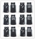 特价NBA球衣 2015-16赛季马刺9号帕克 邓肯  黑色刺绣球迷篮球服