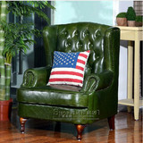 新古典沙发椅休闲椅出口美式拉扣绿色单人沙发老虎椅客厅接待椅