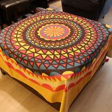 波希米亚风棉麻创意桌布 正方形台布茶几餐桌布厚款盖布野餐垫布