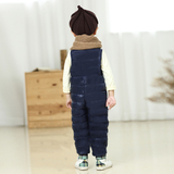 新款白鸭绒儿童羽绒裤1-2-3岁男女小童婴儿宝宝背带裤外穿可开档