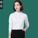 宿·色女装2015秋季新品立领长袖OL衬衫 韩版职业工装衬衣上衣