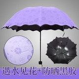 太阳伞 晴雨伞 折叠两用创意防晒女 防紫外线超轻超强黑胶 遮阳伞