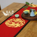 中国风中式布艺棉麻印花桌旗茶几布桌布餐桌台布盖布家居床旗软饰