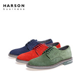 哈森2016春季新款时尚商务正装反绒牛皮鞋德比男鞋MS60730