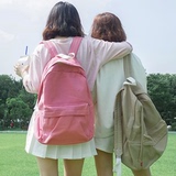 ulzzang韩国官网代购dora街拍纯色单口袋标签帆布包双肩背包书包