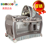 美国SEMACO折叠便携婴儿床游戏床带摇杆豪华铝管尿布台摇篮床特价