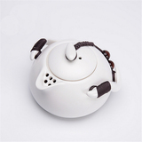 日式定窑企鹅壶茶壶 陶瓷创意仿古功夫茶具亚光白泡茶器 青瓷单壶