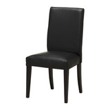 三皇冠 宜家代购 亨利克 椅子, 黑褐色 皮质软座餐椅休闲椅