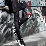 2016春装新款黑色打底裤女装外穿韩版潮印花个性弹力修身显瘦长裤