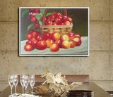 时势艺术纯手绘水果油画餐厅首选玄关装饰画挂画 樱桃