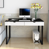 新款书房台式电脑桌 简约家用卧室白色书桌书架组合2