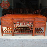 【韵来】缅甸花梨办公桌中式仿古 红木实木独板雕花书桌大班台