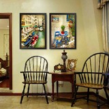 地中海风格挂画复古油画创意个性怀旧风景装饰画欧式客厅玄关壁画