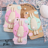 米饼儿 陷入马卡龙的布丁兔 iPhone5/5S/5se可爱硅胶卡通手机壳