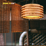 现代简约北欧餐厅木头吊灯个性创意圆形服装店咖啡馆卧室实木灯具