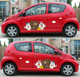 line卡通风格汽车贴纸改装布朗熊和可妮兔车身贴来自星星的你动漫