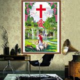 钻石画耶稣牧羊图基督教粘钻十字绣天主教十字架客厅神爱世人包邮