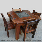百年老船木商务喝茶桌创意阳台茶室小户型茶桌椅组合实木茶几方形
