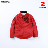 韩版童装儿童冬款加厚衬衫 男童珊瑚绒内里纯棉梭织保暖衬衣 特价