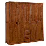 全实木榆木衣柜实木衣柜简约现代衣柜全实木衣柜六门五门移门衣柜