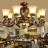 欧式客厅吊灯新中式复古典简欧彩绘手绘卧室灯田园灯客厅灯具灯饰