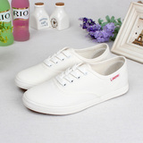 韩版小白鞋女低帮白色帆布鞋女学生休闲鞋平底女鞋平跟系带白球鞋