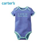 Carters1件式蓝紫色短袖连体衣哈衣爬服全棉女宝婴儿童装118G357