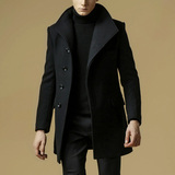 羊毛呢子冬季加厚款毛呢男士外套大衣英伦修身型中长韩版商务男装