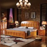 经典全实木床高档橡胶木双人床1.5米1.8米中式储物高箱床婚床家具