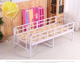 折叠儿童床环保木板床便携式男孩女孩单人床1.5米带护栏加固铁床