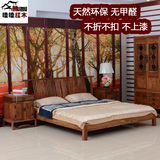 新中式花梨木祥和大床古典榫卯烫蜡卧室红木家具双人床无白边包邮
