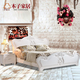 欧式实木床白色1.8公主床 储物高箱婚床 简约现代全实木卧室大床