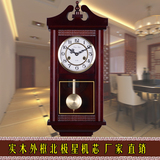 欧式客厅机械挂钟实木复古高端壁钟报时北极星钟表古典装饰大气