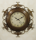 奢想家 奢华大气欧式复古客厅装饰挂钟 美式风格铁艺花边做旧挂钟