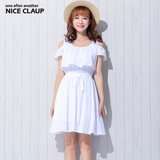 NICE CLAUP2016年夏新商场同款日系女装露肩镂空连衣裙131727041A