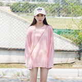 韩国ulzzang学院风宽松百搭纯色长袖T恤女夏学生蝙蝠袖防晒衫罩衫