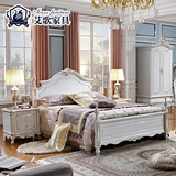 艾歌欧式实木高箱储物珍珠白色双人床法式1.8米公主婚卧室家具319