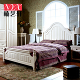 田园床1.5米白色全实木床高箱床1.8米双人床楠艺轩韩式欧式公主床