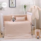 婴儿床上用品套件全棉新生儿床品74件套彩棉宝宝床围床单拆洗定做