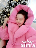15韩版冬装新款连帽宽松加厚保暖中长款纯色太空棉衣棉袄服女装