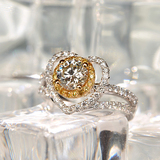 天然南非钻石戒指 VS净度 浅黄 闪耀精致 大气时尚 嘻嘻珠宝