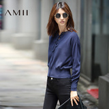预售）Amii[极简主义]2016秋冬季新款长袖套头纯色针织衫毛衣女