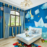 环保地中海卡通帆船大型壁画3D立体墙纸男孩儿童房卧室背景墙壁纸