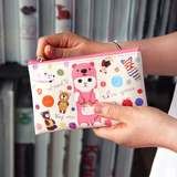 Jetoy 迷你化妆包 韩国可爱猫咪皮质多功能手拿袋 钱包卡包
