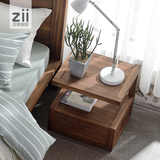 致家家居 单屉悬架实木整装欧式床头柜 简约现代床边柜橡木胡桃木