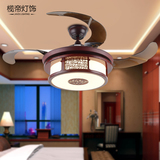 中式隐形吊扇灯 带电风扇的餐厅灯客厅led简约风扇吊灯
