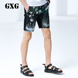 GXG男装夏装新品五分裤 男士时尚黑色时尚印花短裤#52222168