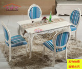 欧式餐桌实木餐桌椅组合地中海韩式象牙白色雕花餐台餐椅一桌四椅