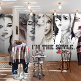 水彩艺术人物时装店背景壁纸大型壁画个性时尚彩绘发廊立体3D墙纸